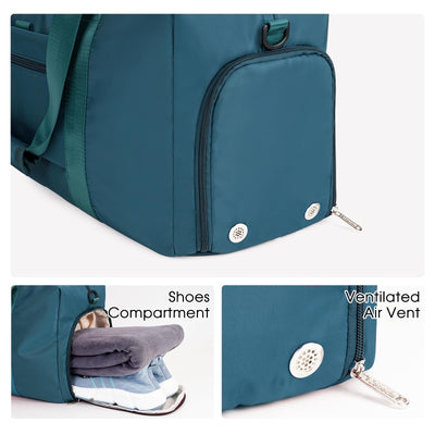 Ceneda 20" Gym Bag for Women with Wet Pocket & Shoe Compartment, Lightweight Duffel Waterproof Carry On Duffle for Travel, Yoga, Overnight (Green)