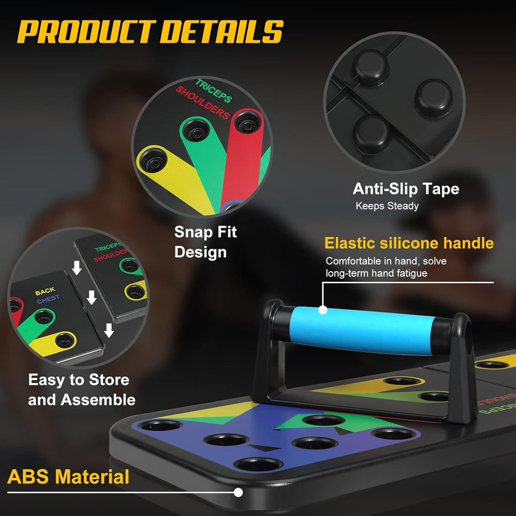 Solid Push Up Board 15 in 1 Home Workout Equipment Multi-Functional Pushup Stands System Fitness Floor Chest Muscle Exercise Professional Equipment Burn Fat Strength Training Arm Men & Women Weights