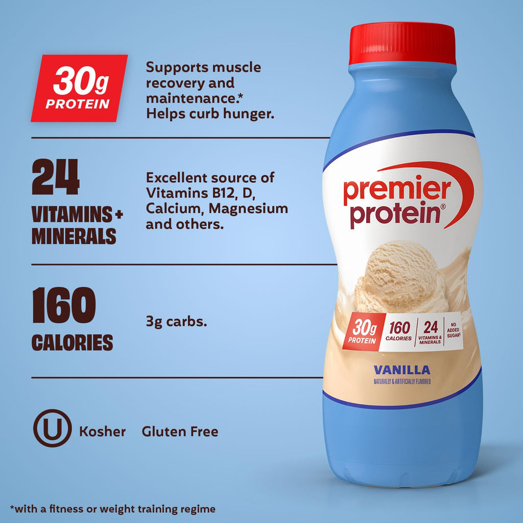 Premier Protein Shake, Chocolate, 30g Protein 1g Sugar 24 Vitamins Minerals Nutrients to Support Immune Health, 11.5 fl oz (Pack of 12)