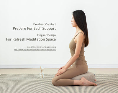 Meditation Cushion, Comfortable Meditation Pillow with Peacock Feather Jacquard Cover. Buckwheat Hull Filled Zafu Floor Pillow 16 * 16 * 5 in