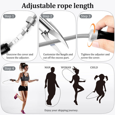 1LB Weighted Jump Ropes for fitness Women Men, Tangle-Free Ball Bearing Rapid Speed Skipping Jump Rope with Adjustable 9mm Cotton & PVC Cord, Aluminum Handles for MMA, Boxing, CrossFit, Weight-loss Workouts