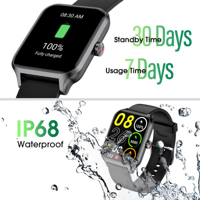 Smart Watch No App/Phone Required,42mm Smartwatch for Women Men,Fitness Tracker Watch with Heart Rate Monitor, Sleep Tracker, Pedometer,Step Counter,IP68 Waterproof, for Android iOS Phones