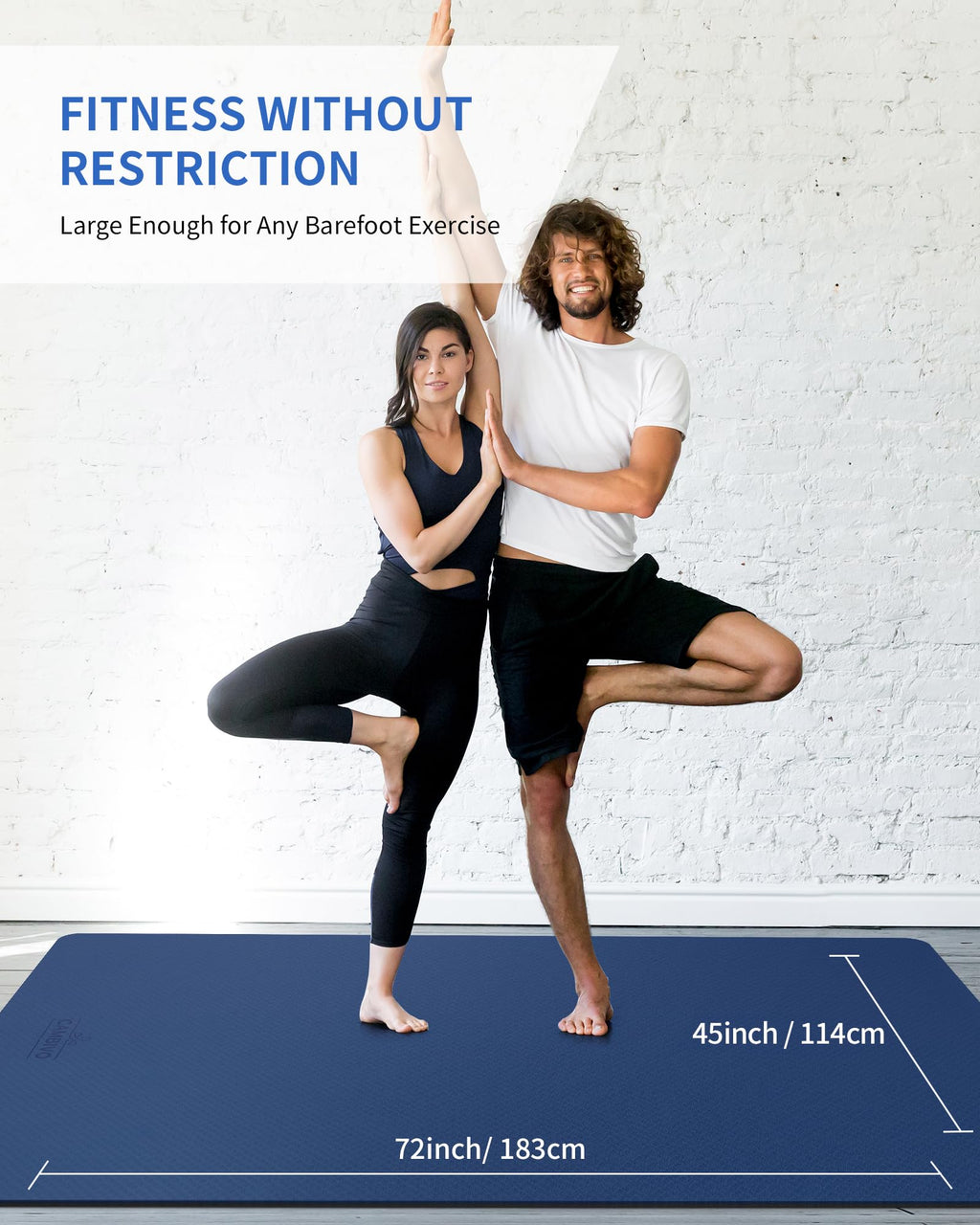 CAMBIVO Large Yoga Mat (6'x 4'), Extra Wide Workout Mat for Men and Women, Yoga Mat Thick 1/3 &1/4 Exercise Mats for Home Workout, Yoga, Pilates (Black,1/4 inch)