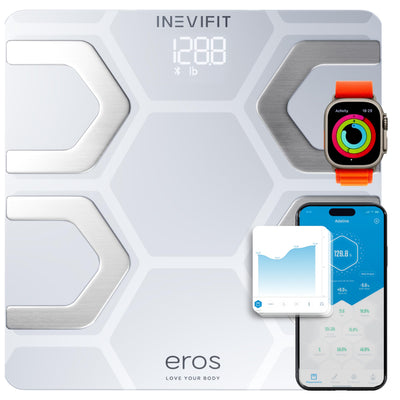 INEVIFIT EROS Bluetooth Body Fat Scale Smart BMI Highly Accurate Digital Bathroom Body Composition Analyzer with Wireless Smartphone APP 400 lbs 11.8 x 11.8 inch (Black)
