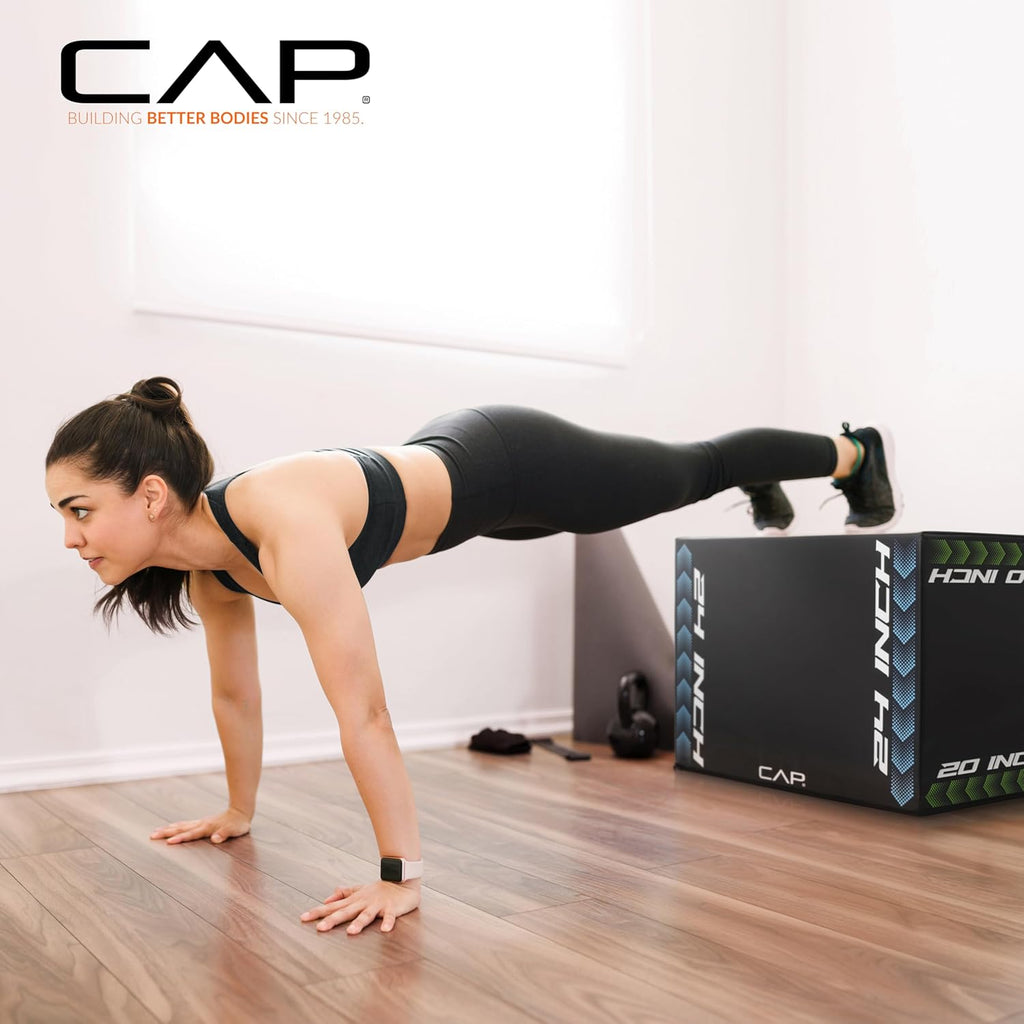 CAP Barbell 3-in-1 Foam Plyometric Jump Box – Adjustable Heights for Home Gym, HIIT, Step-Ups, Agility Drills & Strength Training