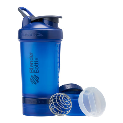 BlenderBottle Shaker Bottle with Pill Organizer and Storage for Protein Powder, Classic V2 ProStak System, 22-Ounce, Smoke Grey