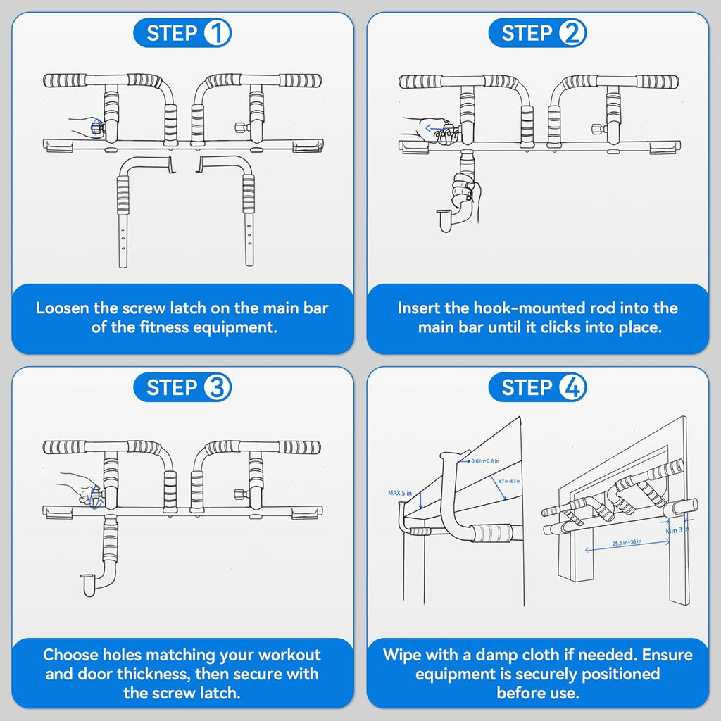 EPHESPORT New Version Pull Up Bar with Resistance Bands, No Screwing Pullup Bar for Doorway, Ergonomic Grip, USA Original Patent Design, 440 Lbs Capacity, Chin Ups Strength Training Equipment