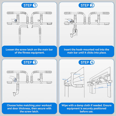 EPHESPORT New Version Pull Up Bar with Resistance Bands, No Screwing Pullup Bar for Doorway, Ergonomic Grip, USA Original Patent Design, 440 Lbs Capacity, Chin Ups Strength Training Equipment