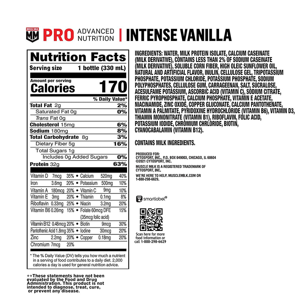 Muscle Milk Pro Advanced Nutrition Protein Shake, Knockout Chocolate, 11.16 Fl Oz (Pack of 12), 32g Protein, 1g Sugar, 16 Vitamins & Minerals, 5g Fiber, Workout Recovery, Energizing Snack, Packaging May Vary