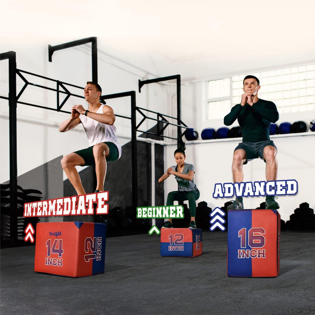 Yes4All 3-in-1 Soft-Padded Plyo Box With Wooden Core, Non-Slip Multi-Use Cushioned Plyometric Jump Box with Vinyl Cover for Jumping, Conditioning, Strength Training