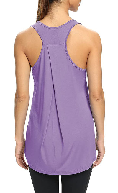 Bestisun Workout Yoga Athletic Shirts Racerback Long Tank Tops Loose fit for Women