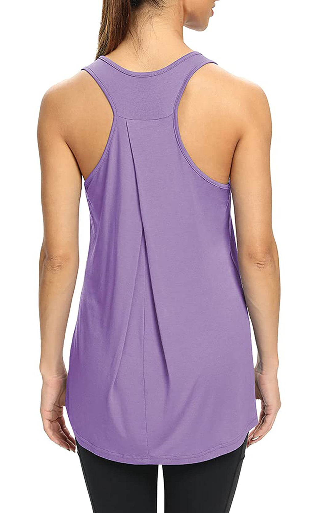 Bestisun Workout Yoga Athletic Shirts Racerback Long Tank Tops Loose fit for Women