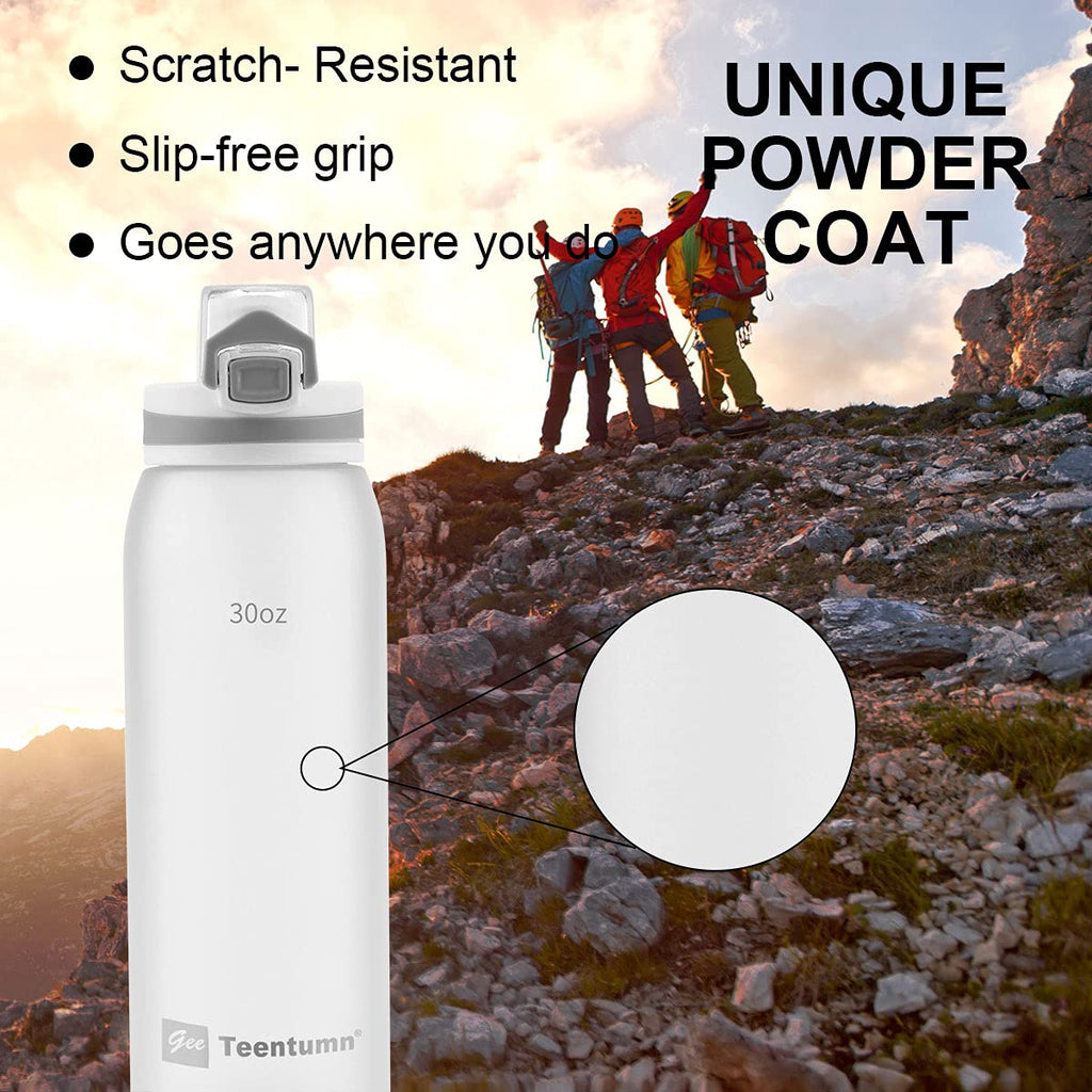 30oz Sport Water Bottle with Time Markers, Large Durable Gym Plastic Bottle Tritan BPA Free for Fitness, Outdoor Enthusiasts, Leakproof Gray (Pack of 1)