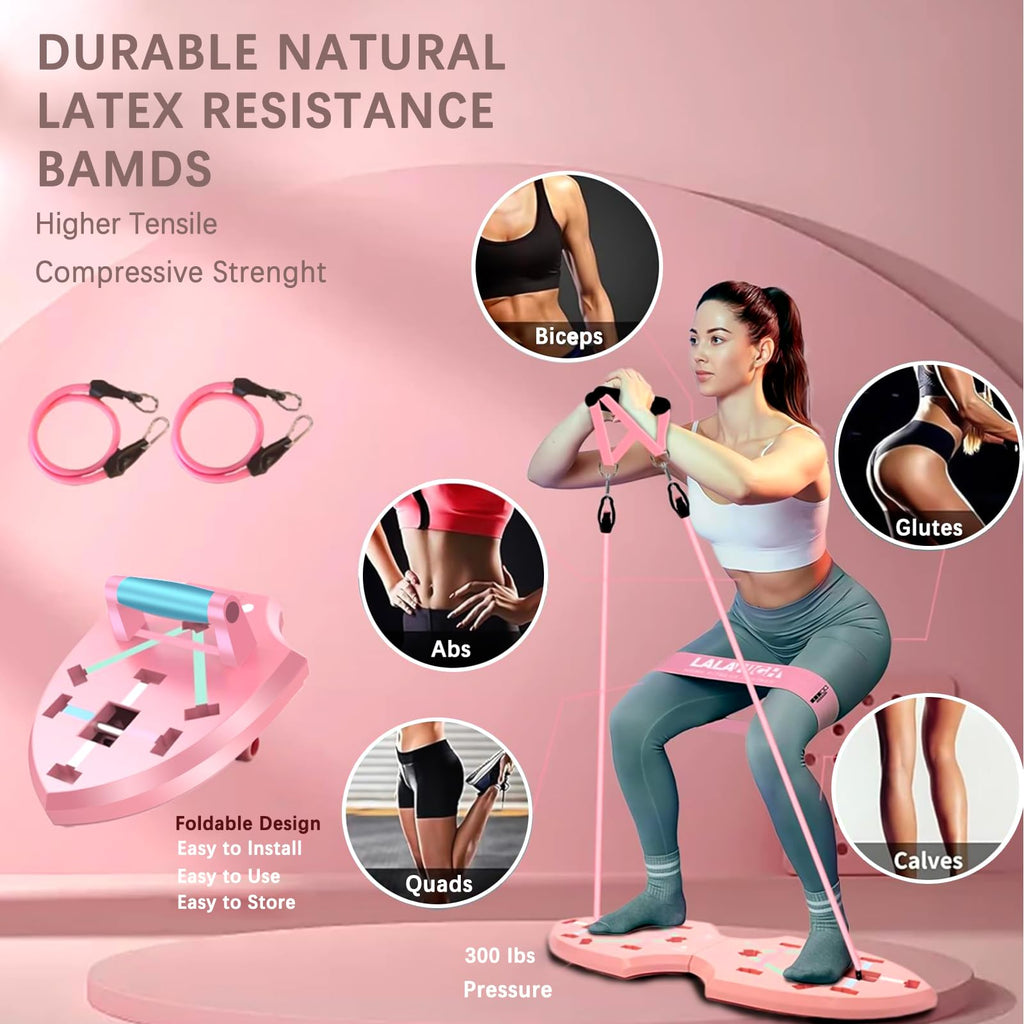 LALAHIGH Portable Home Gym System for Men and Women:Push Up Board, Pilates Bar & 20 Fitness Accessories with Resistance Bands and Ab Roller Wheel-Professional Strength Training Exercise