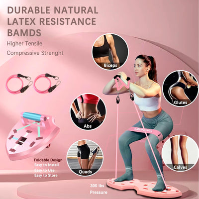 LALAHIGH Portable Home Gym System for Men and Women:Push Up Board, Pilates Bar & 20 Fitness Accessories with Resistance Bands and Ab Roller Wheel-Professional Strength Training Exercise