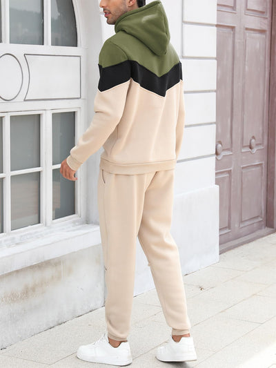 Mens Hoodie Tracksuit Set 2 Pieces Athletic Fleece Hooded Sweatsuit Casual Outfit Sweatshirt and Joggers Set