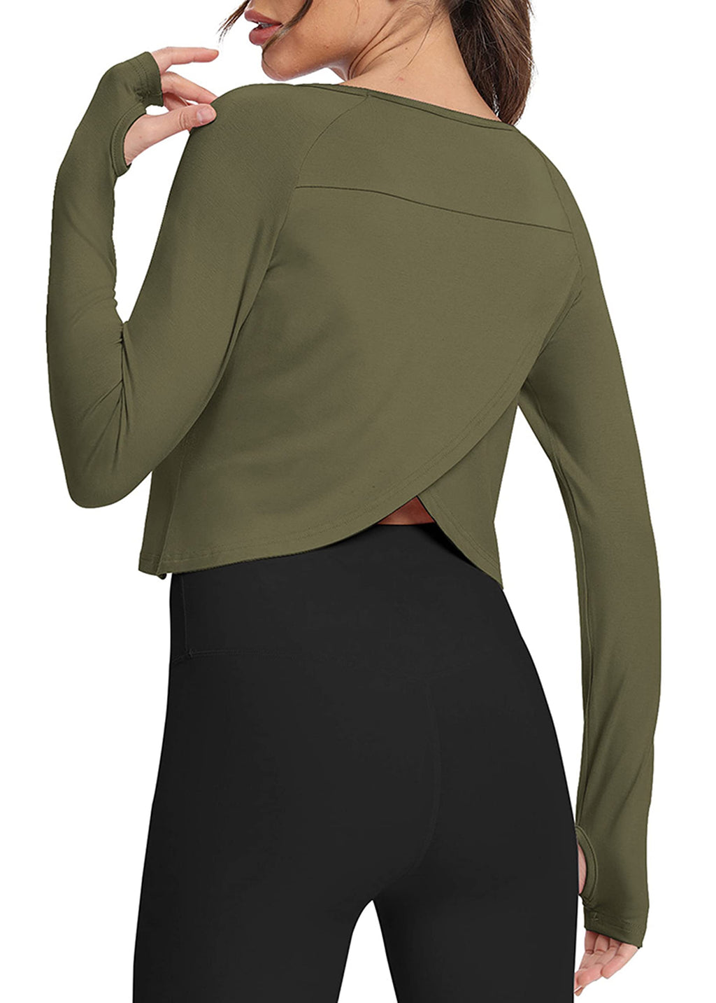 Bestisun Long Sleeve Athletic Workout Shirts Sports Yoga Gym Crop Tops for Women