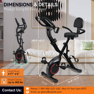 Foldable Exercise Bike Stationary Bikes for Home, 5 IN 1 Indoor Workout Bike, Cycling Bike with 16-Level Quiet Magnetic Resistance, 6.6 LBS Flywheel and 300LBS Capacity, 2025 Designed 817 X-bike