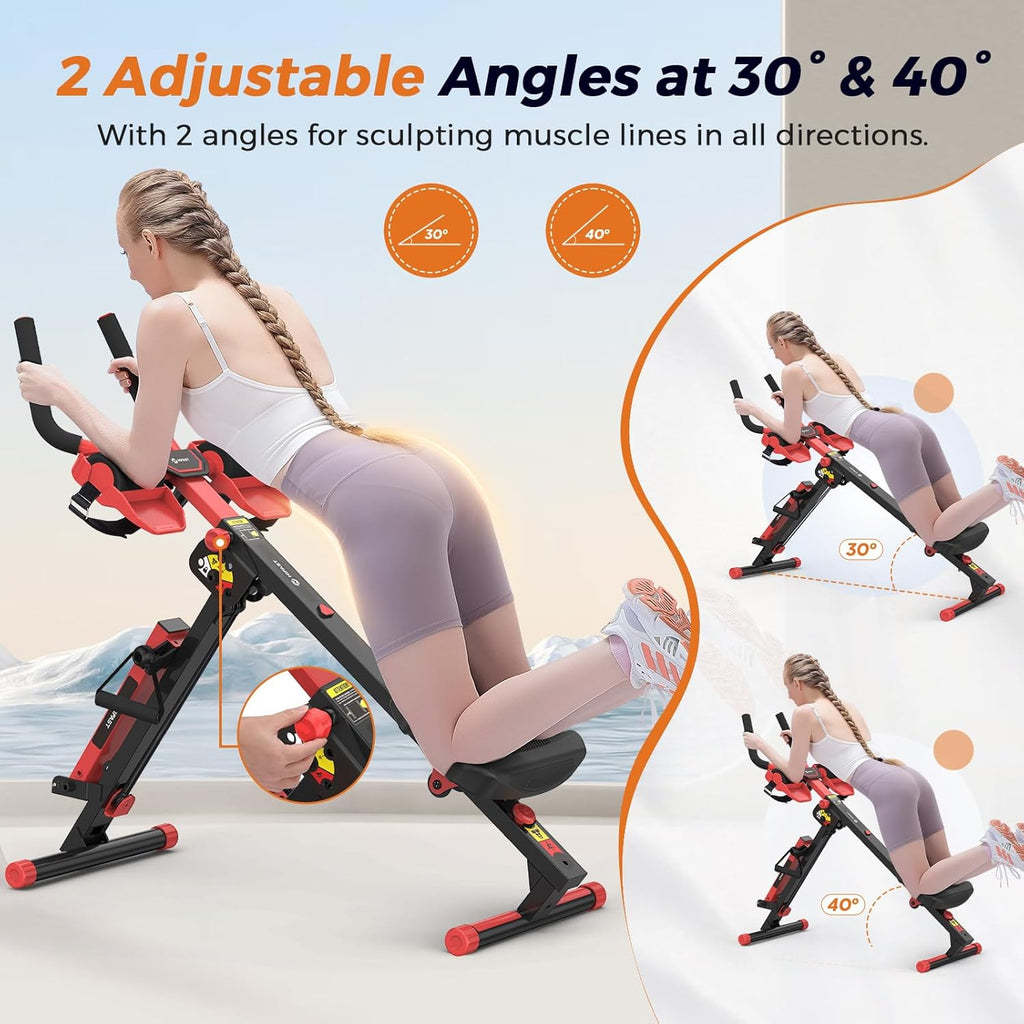 Rowing Machine, 4 in 1 Rowing and Ab Machine with 2 Levels of Workout Resistance, Quiet & Foldable Rower Machine with 3 Adjustable Handle Heights & LCD Monitor, Row Machine for Home Exercise