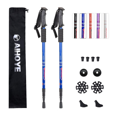 Aihoye Hiking Trekking Poles, 2 Pack Collapsible, Lightweight, Anti Shock, Walking Sticks, Adjustable Hiking Pole for Men and Women