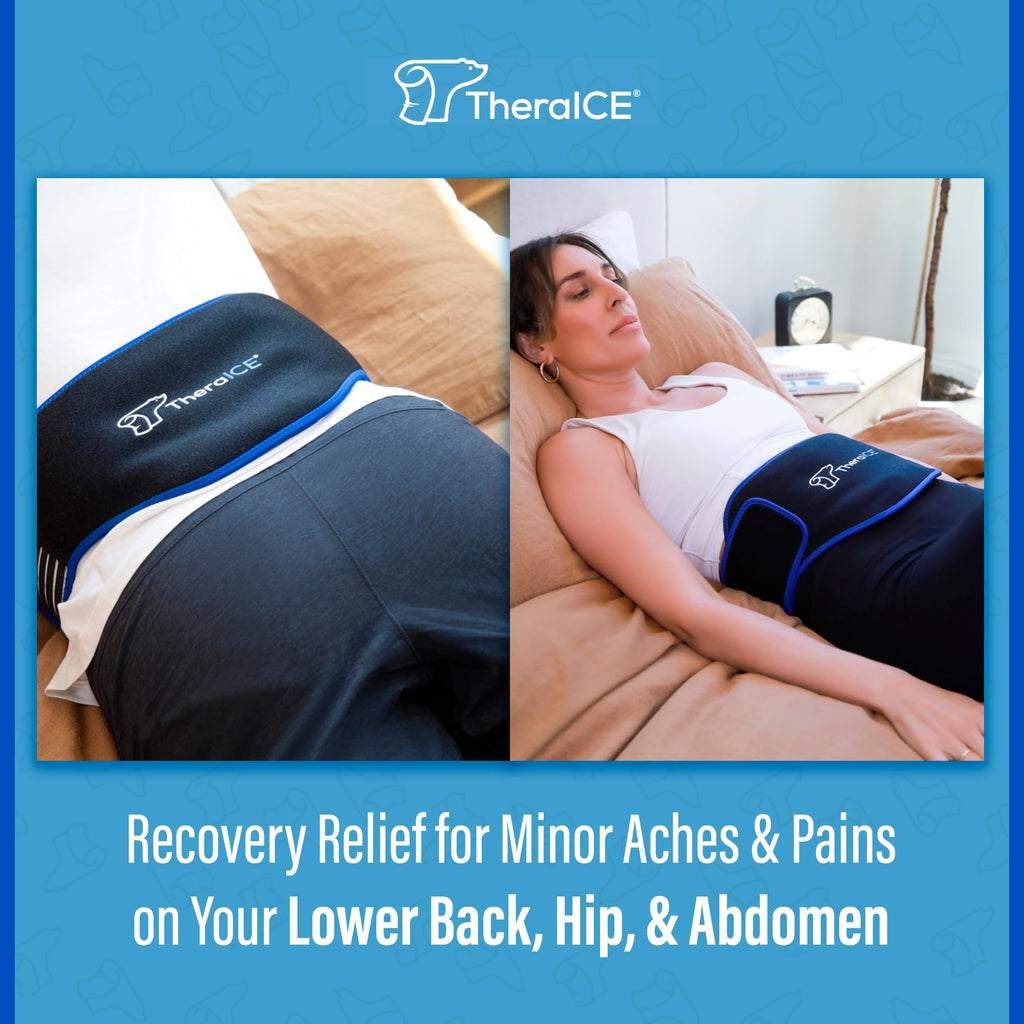 TheraICE Ice Pack for Back Brace for Lower Back Pain | 2 Hot or Cold Therapy Pain Relief Products for Sciatica, Herniated Disc., Lumbar Relief | 2 Heating Pads for Men or Women