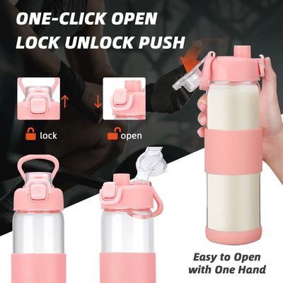 Glass Water Bottle for Protein Mixes 24 oz Protein Shaker Bottles with Whisk Ball Portable Leak Proof Shaker Blender for Fitness BPA Free