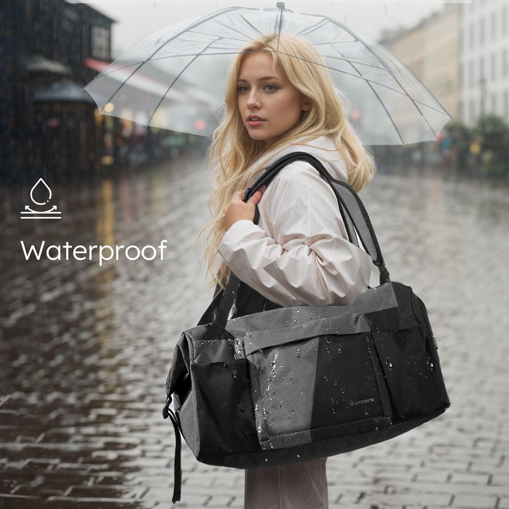 Gym Bag for Men with 2 Upgraded Bottle Holders Convertible Duffle Bag and Gym Backpack Waterproof Sports Bags with Shoes Compartment and Wet Pocket - Black