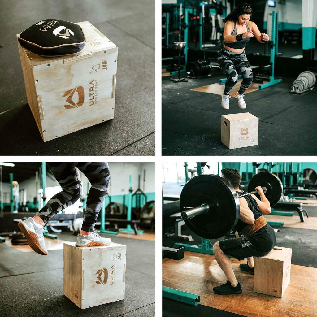 Ultra Fitness Gear Wooden Plyo Box, 31 Plyometric Jump Training Squat, Step Up, Jumps & More Workout Size S, M, L, XL