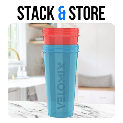 VELOMIX -2 Pack- 28 oz Protein Shaker Bottles for Protein Mixes - 2x Wire Whisk | Leak Proof Shaker Cups for Protein Shakes | Protein Shaker Bottle Pack (Black/Transparent)