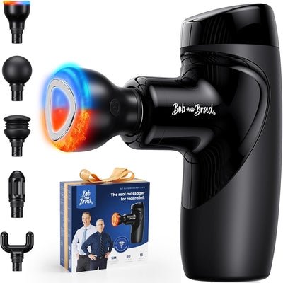 BOB AND BRAD M7 Plus Mini Massage Gun with Heat, Pocket-Sized Heated Deep Tissue Massager, Portable Percussion Muscle Travel Massager Gun, Ultra Light Small & Quiet Massage Gun