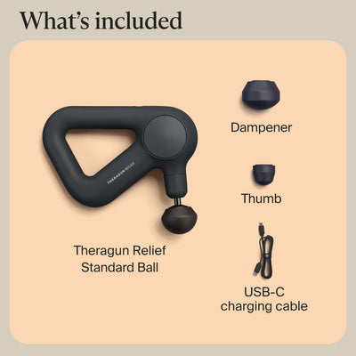 TheraGun Therabody Relief Handheld Percussion Massage Gun - Easy-to-Use, Comfortable & Light Personal Massager for Every Day Pain Relief Massage Therapy in Neck, Back, Leg, Shoulder and Body (Navy)