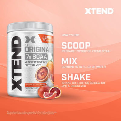 Xtend Original BCAA Powder 7g BCAA and 2.5g L-Glutamine, Sugar Free Post Workout Muscle Recovery Drink with Amino Acids for Men & Women, 30 Servings