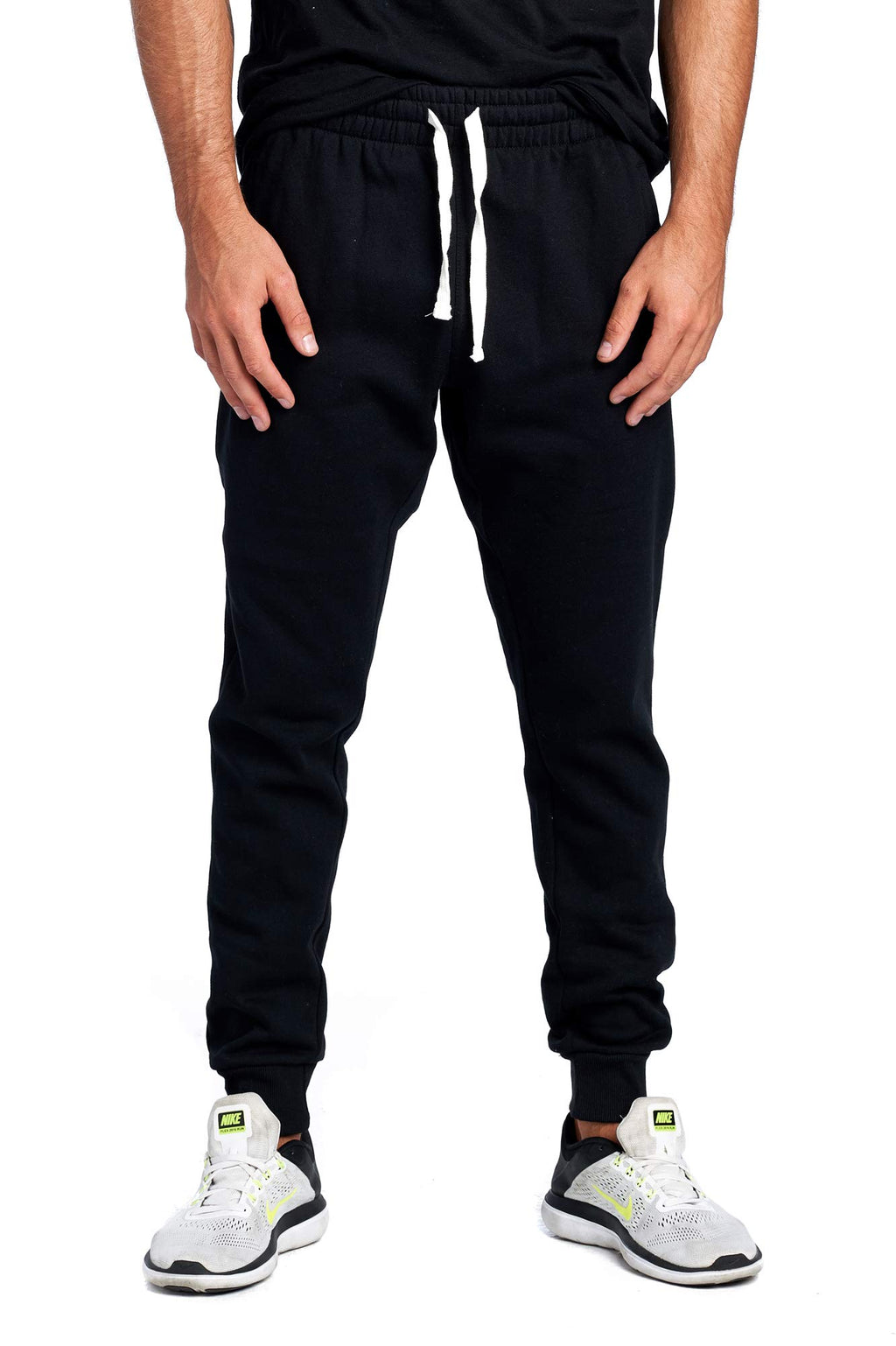 PROGO USA Men's Joggers Sweatpants Basic Fleece Marled Jogger Pant Elastic Waist