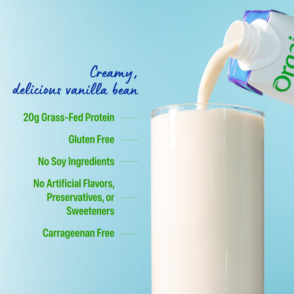Orgain Clean Protein Shake, Grass Fed Dairy, Vanilla Bean - 20g Whey High Protein, Kosher, Ready to Drink, Low Net Carbs, Gluten Free, No Soy Ingredients, 11 Fl Oz (Pack of 12)