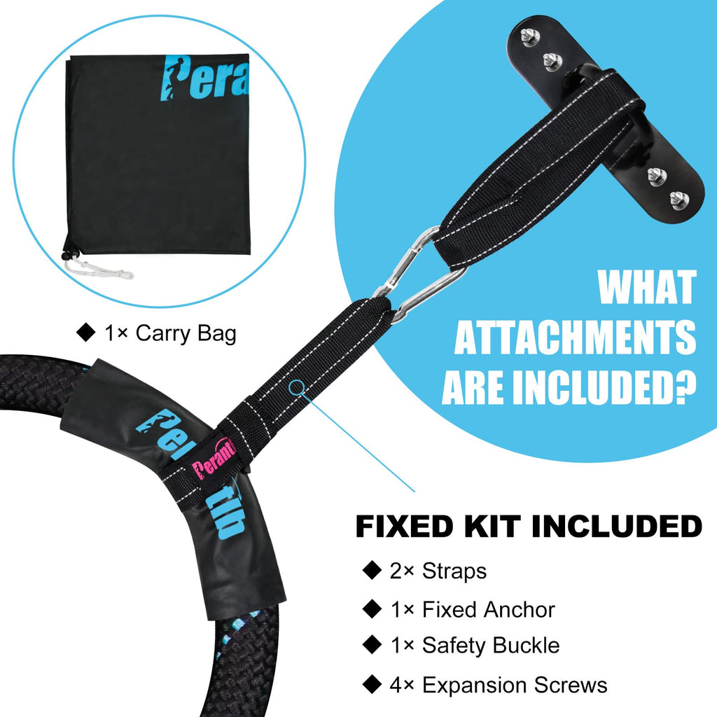 Perantlb Battle Rope-1.5" Diameter, 30” 40”50”Lengths,Steel Anchor & Strap Included-Battle Exercise Training Rope