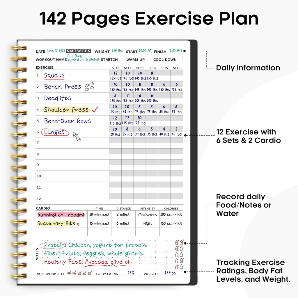 Fitness Workout Journal for Women & Men, A5(5.5" x 8.2") Workout Log Book Planner for Tracking, Progress, and Achieving Your Wellness Goals - Green