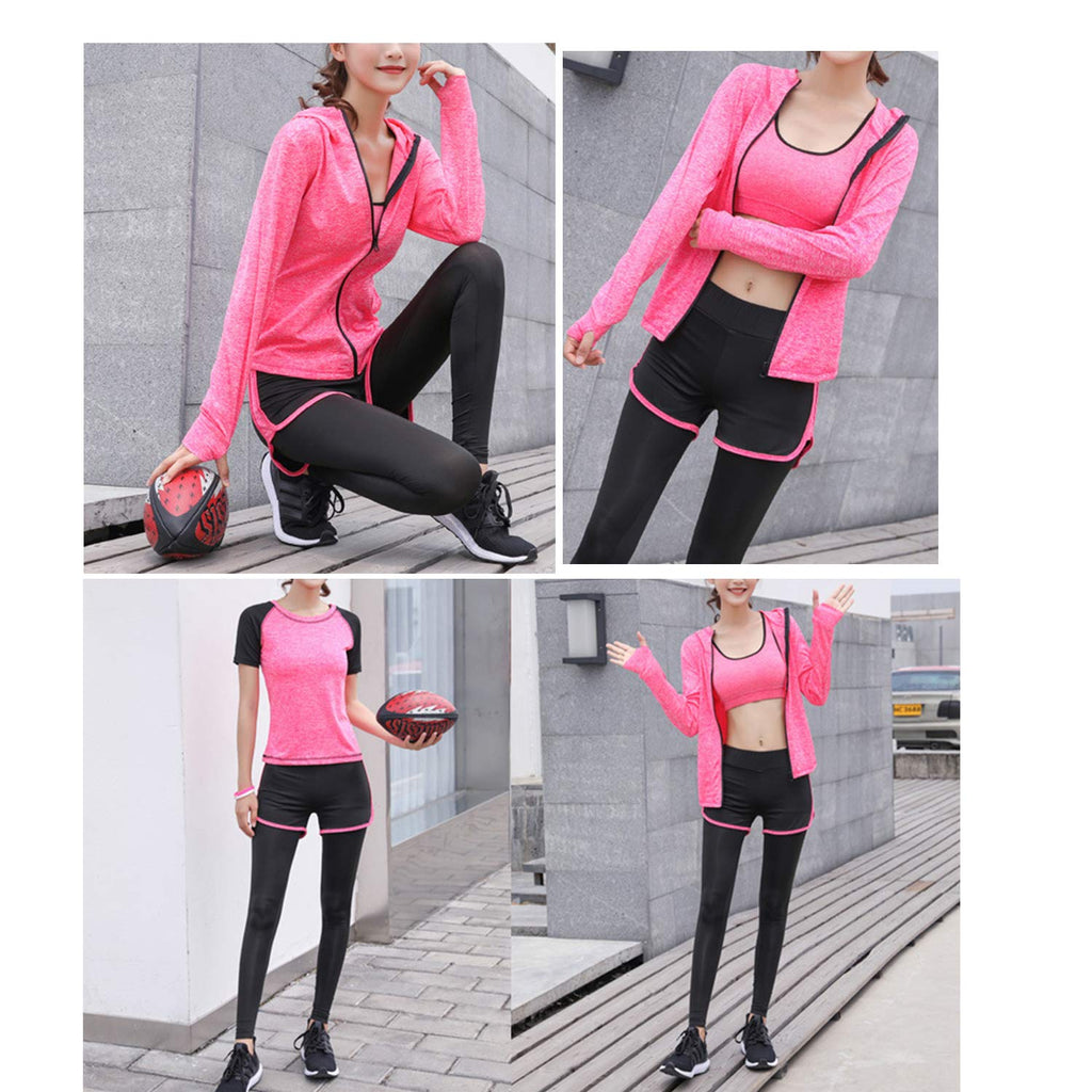 5pcs Workout Outfits for Women Athletic Sets Sport Suits Yoga Gym Fitness Exercise Clothes Jogging Tracksuits