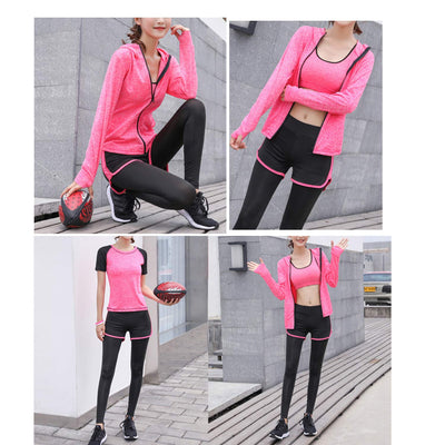 5pcs Workout Outfits for Women Athletic Sets Sport Suits Yoga Gym Fitness Exercise Clothes Jogging Tracksuits