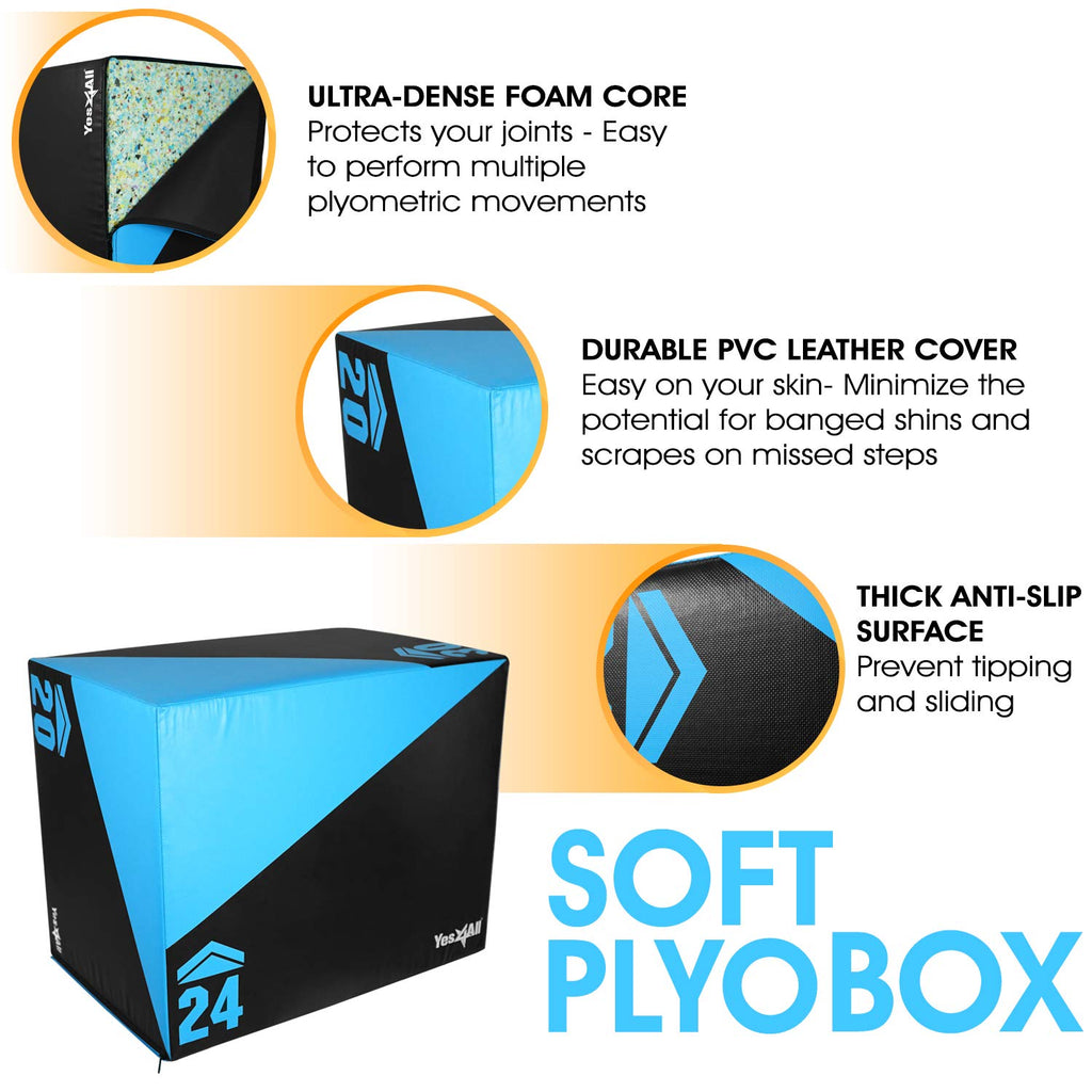 Yes4All 3 in 1 Foam Plyometric Jump Box for Training & Conditioning - Plyo Jump Box for Fitness Workout Exercise