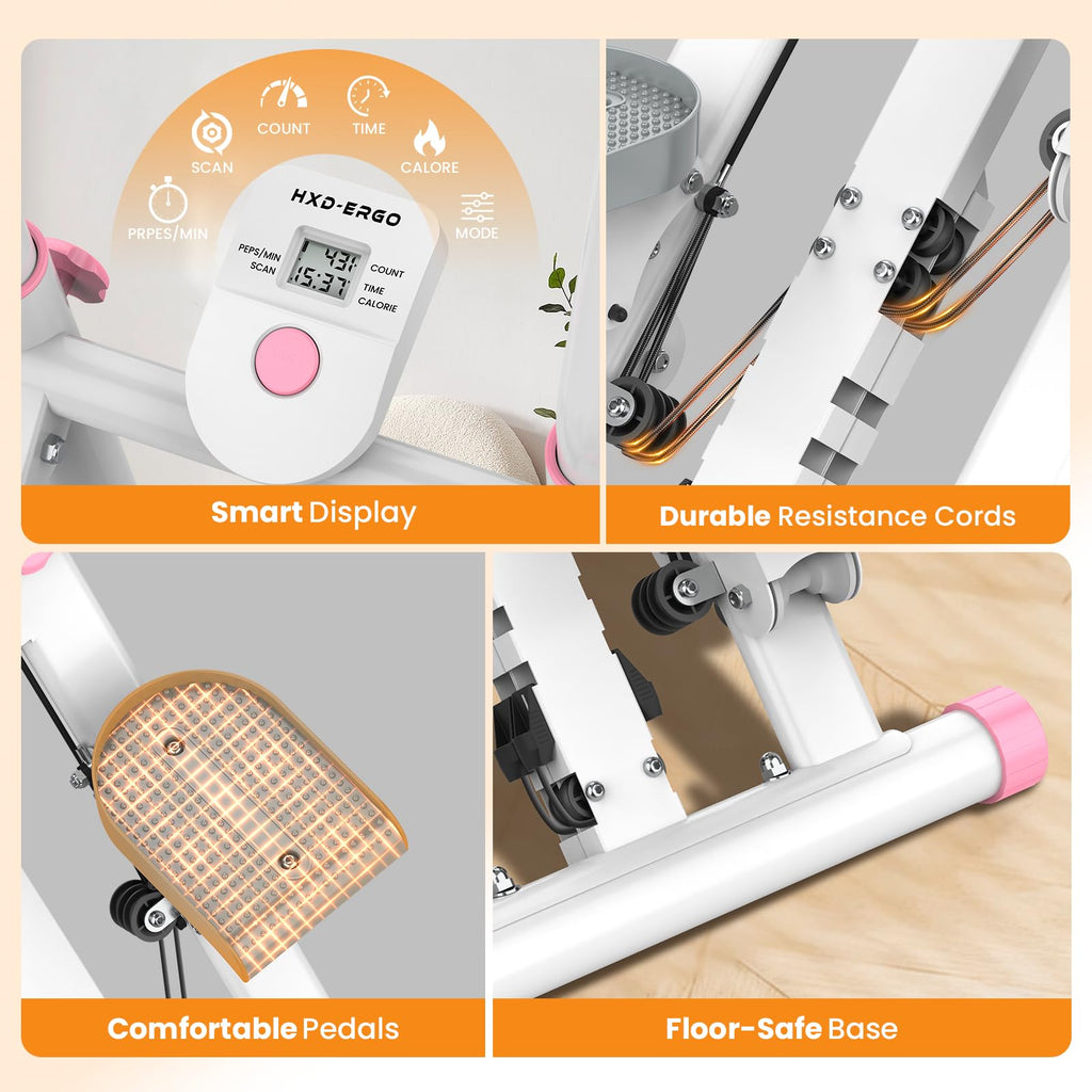 HXD-ERGO Stair Stepper, Upgrade 6-Level Resistance Stair Master with Adjustable Handlebar, Folding Stair Climber Workout Machine