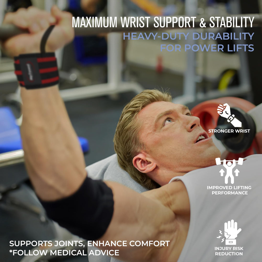 Rip Toned 18” Wrist Wraps - USPA Endorsed Wrist Straps for Weightlifting - Quality Wrist Support - Adjustable, Durable, Machine Washable - Gym Wraps for Powerlifting - for Men & Women