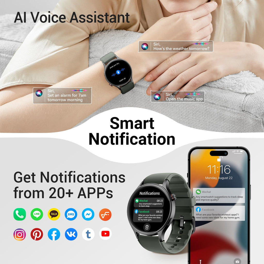 Fitpolo Smart Watch for Women,1.3" AMOLED Touchscreen Fitness Tracker, Make/Answer Calls, Heart Rate SpO2 Monitor, IP68 Waterproof, Sleep & Activity Tracking Smartwatch for Android Phones iPhone