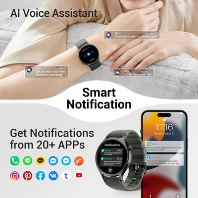 Fitpolo Smart Watch for Women,1.3" AMOLED Touchscreen Fitness Tracker, Make/Answer Calls, Heart Rate SpO2 Monitor, IP68 Waterproof, Sleep & Activity Tracking Smartwatch for Android Phones iPhone