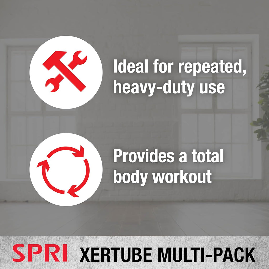 SPRI Xertube Resistance Bands with Handles – All Exercise Cords Sold Separately with Home Gym Workout Fitness Door Anchor Attachment Option