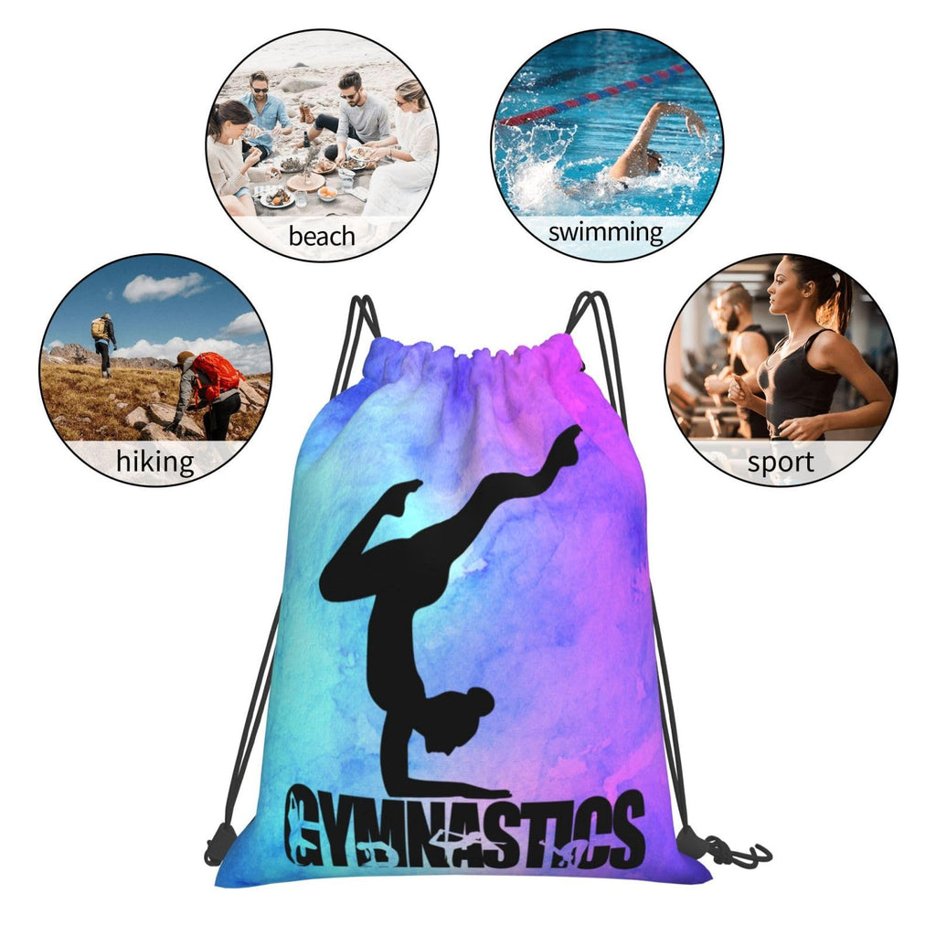 Gymnastics Drawstring Backpack Light Gym String Bag Pink Water Resistant Sackpack Sport Yoga Daypack For Womens Mens