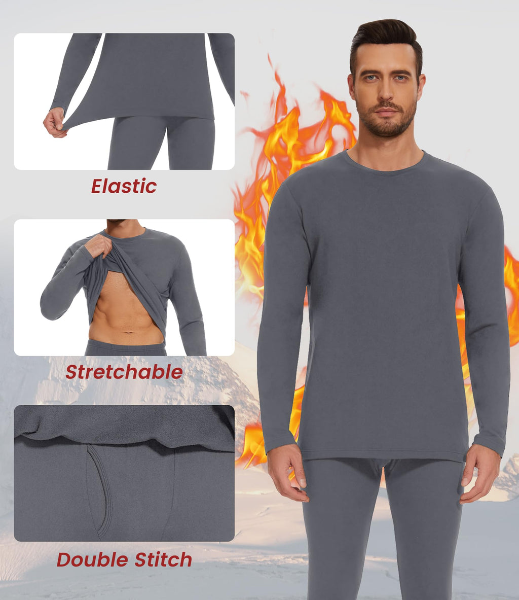 Thermal Underwear for Men Long Johns Set - Fleece Lined Base Layer for Cold Weather Winter Clothes