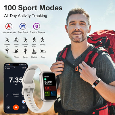 Fitness Tracker,Smart Watch with 24/7 Heart Rate Blood Oxygen Sleep Monitor,1.47" HD Touchsreen with Step & Calorie Counter 100+ Sport Modes Health Activity Trackers for Men and Women (Pink)