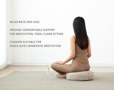 Meditation Cushion, Comfortable Meditation Pillow with Peacock Feather Jacquard Cover. Buckwheat Hull Filled Zafu Floor Pillow 16 * 16 * 5 in