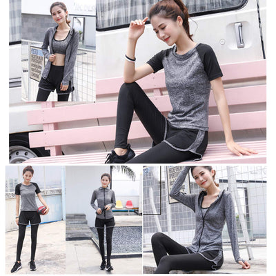 5pcs Workout Outfits for Women Athletic Sets Sport Suits Yoga Gym Fitness Exercise Clothes Jogging Tracksuits