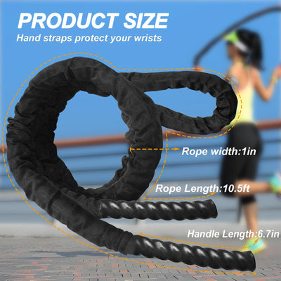 Battle Ropes for Home Gym Exercise: 1 Inch Diameter 9.2 FT Length Workout Rope Exercise Rope Training Ropes with Protective Sleeve for Kids Men Women Exercise Fitness & Strength Training